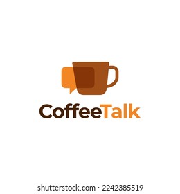 coffee talk chat cup logo vector icon illustration