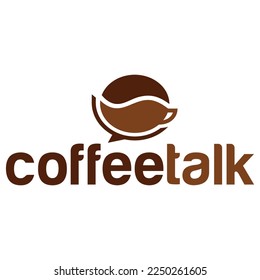 coffee talk combination of cofee beans and chat bubble. social logo vector icon illustration template.