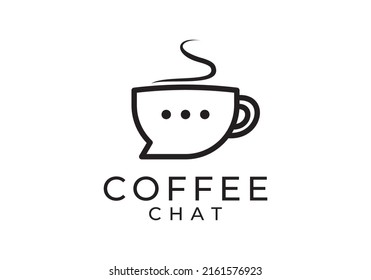 ilustración de icono vectorial del logotipo de la taza de charla de café.