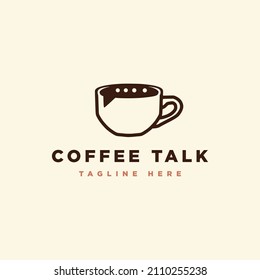 Coffee talk cup vintage logo design template inspiration