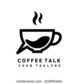 Logo de Coffee talk. Logo de la línea simple del chat del café.