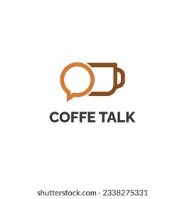 COFFEE TALK LOGO CONCEPT, COFFEE CUP AND CHAT BUBBLE LOGO VECTOR IN SIMPLE DESIGN