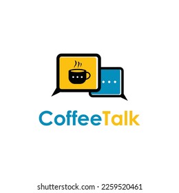 Diseño del logotipo de Coffee Talk. Logotipo De Ilustración Creativa De Coffee Talk Para La Tienda De Café.