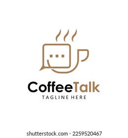 Coffee Talk Logo Design. Coffee Talk Creative Illustration Logo For Coffee Shop Business.