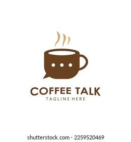 Coffee Talk Logo Design. Coffee Talk Creative Illustration Logo For Coffee Shop Business.