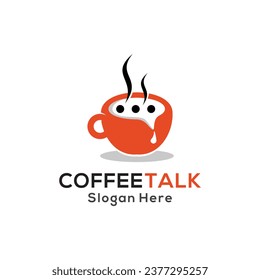 Coffee Talk Logo Design. Coffee Talk Creative Illustration Logo For Coffee Shop Business.