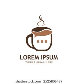 Coffee Talk Logo Design. Coffee Talk Creative Illustration Logo For Coffee Shop Business.