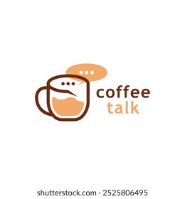 Coffee Talk Logo Design. Coffee Talk Creative Illustration Logo For Coffee Shop Business.