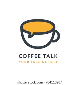 Coffee Talk Logo Design Template. Creative Concept for Coffeeshop Business.