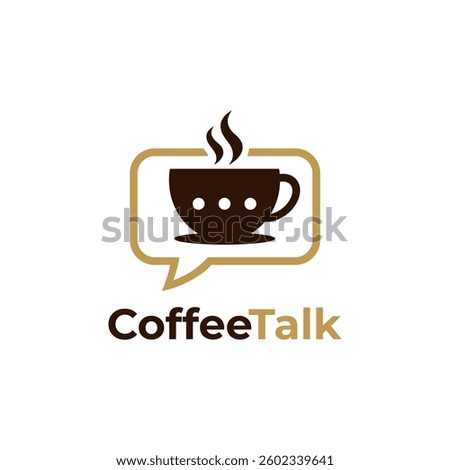Coffee talk logo design template. Coffee chat talk bubble cup logo. Tea, milk chat talk logo design. Suitable for Cafe Social Message Vector Icon Illustration.