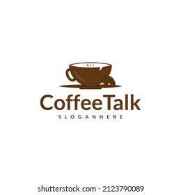 Coffee talk logo design vector. Coffee Cup and Chat Speech Bubble Icon