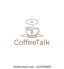 Coffee talk logo design vector. Coffee Cup and Chat Speech Bubble Icon