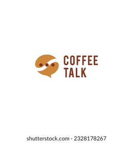 Coffee talk logo, coffee mug discussion logo template icon with fun style