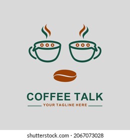 Coffee talk logo template design. Creative concept for cafe or coffee shop business. Vector illustration design
