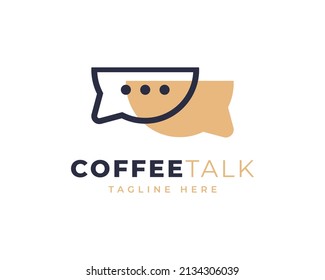 Coffee-Talk-Logo, Vektordesign-Inspiration