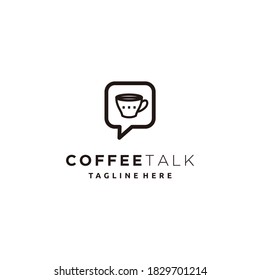 Coffee talk minimalist logo design icon vector