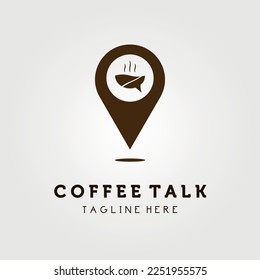 diseño de ilustración vectorial del logotipo del punto de charla de café, icono