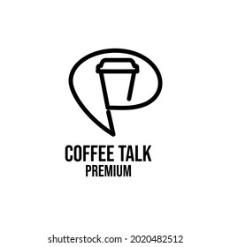 coffee talk simple black logo design isolated background