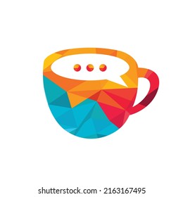 Coffee talk vector logo design. Coffee cup with bubble chat icon vector design.	
