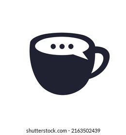 Coffee talk vector logo design. Coffee cup with bubble chat icon vector design.	