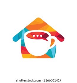 Coffee talk vector logo design. Coffee cup with bubble chat icon vector design.	