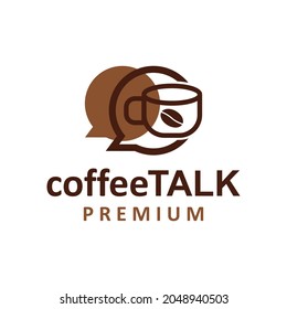 charla de café-café. ilustración del icono vectorial del logotipo de taza de taza de taza