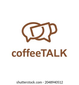 Kaffee-Talkaffee-Chat. Becher-Logo, Vektorsymbol