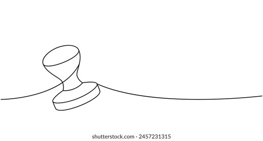 Coffee tamper one line continuous drawing. Hand drawn elements for cafe menu, coffee shop. Vector linear illustration.