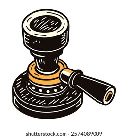 Coffee tamper tool icon in vintage style