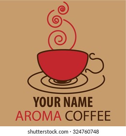 Coffee and Tea with aroma smoke Vector logo twirl style design concept.