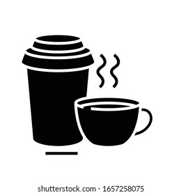 Coffee and tea black icon, concept illustration, vector flat symbol, glyph sign.
