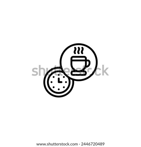 coffee tea break time outline icon and illustration