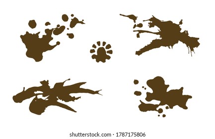 Coffee or tea brown spots. Background dirty splash stamp