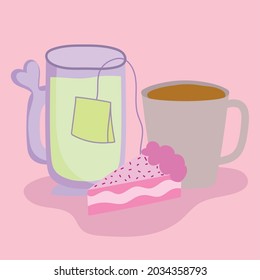 coffee tea and cake cartoon