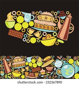 Coffee tea cakes sweet vector illustration