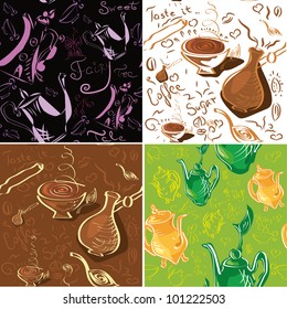 Coffee and tea colorful seamless texture