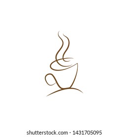 Coffee, tea cup artistic vector drawing with vapor. Coffee cup art hand drawn sketch.