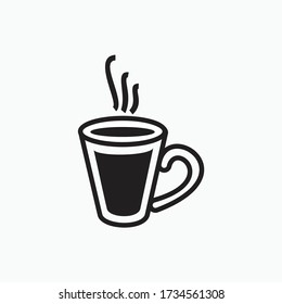coffee or tea cup for cafe or restaurant - black and white icon