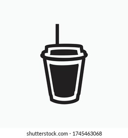 coffee or tea cup for cafe or restaurant - black and white icon