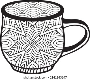 páginas de color con el estilo de doodle de café o té.