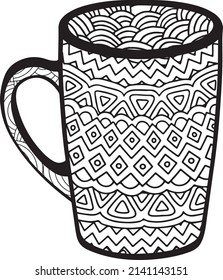 páginas de color con el estilo de doodle de café o té.
