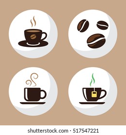 Coffee and Tea Cup Flat Icons Set 2