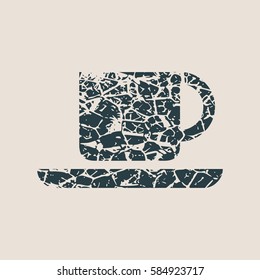 Coffee or tea cup. Grunge style vector illustration