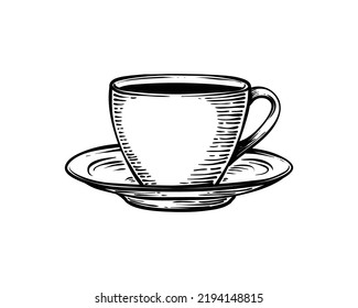coffee and Tea cup Hand drawing Sign and Symbol Logo Design	