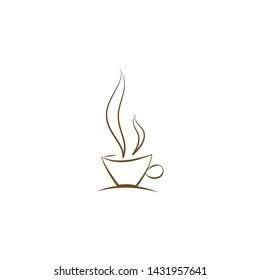 Coffee or tea cup hand drawn vector with smoke. Coffee cup sketch art drawing.