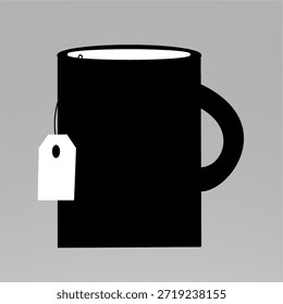 Taza de café o té que tiene la bolsa de té aislada en la silueta del fondo blanco