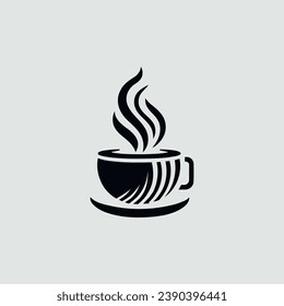 Café o té taza de bebida caliente taza en un estilo retro vintage de carpintería. logotipo, icono