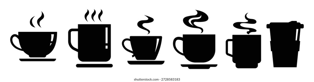 Ícone da xícara de café e chá, xícaras fora da coleção de café