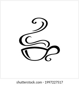 Kaffee- oder Teebecher-Ikone. Doodle handgezeichnet Clipart. Warmes Getränk. Getränkesymbol. Vektorgrafik. EPS10