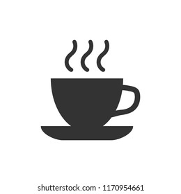 Coffee, tea cup icon in flat style. Coffee mug vector illustration on white isolated background. Drink business concept.